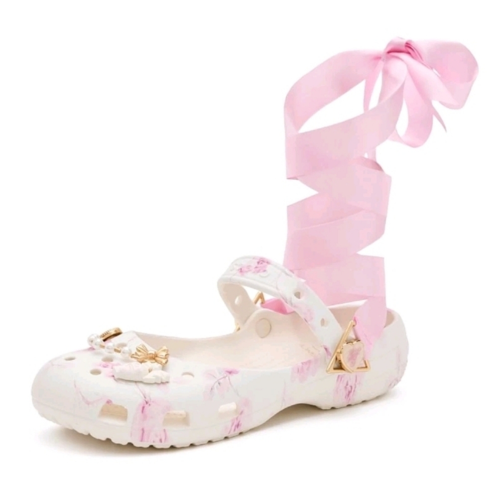 NIB LoveShackFancy X Crocs Classic Ballet Oyster Sz 9 - Picture 7 of 9